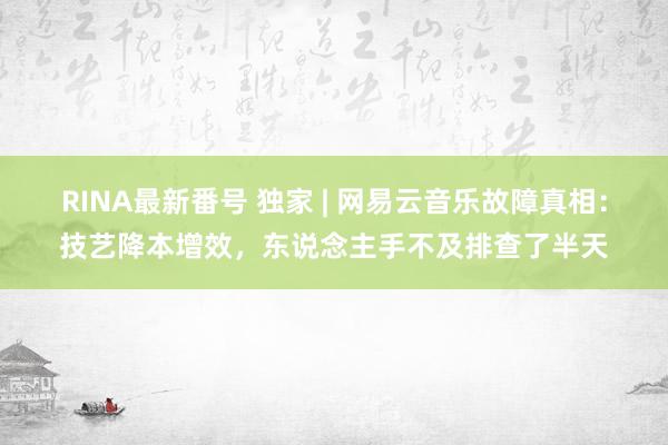 RINA最新番号 独家 | 网易云音乐故障真相：技艺降本增效，东说念主手不及排查了半天