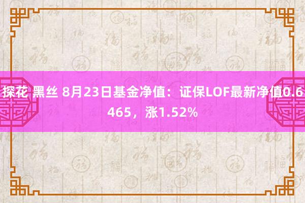探花 黑丝 8月23日基金净值：证保LOF最新净值0.6465，涨1.52%