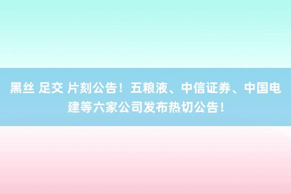 黑丝 足交 片刻公告！五粮液、中信证券、中国电建等六家公司发布热切公告！