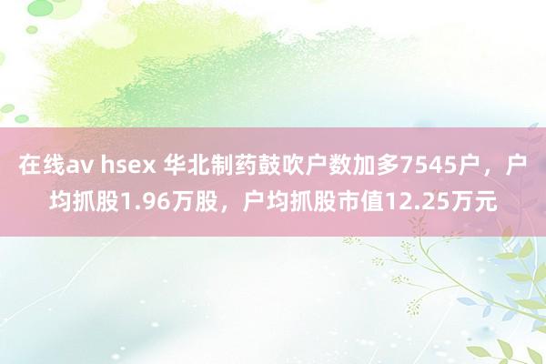 在线av hsex 华北制药鼓吹户数加多7545户，户均抓股1.96万股，户均抓股市值12.25万元