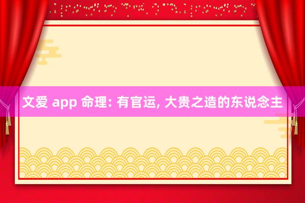 文爱 app 命理: 有官运， 大贵之造的东说念主